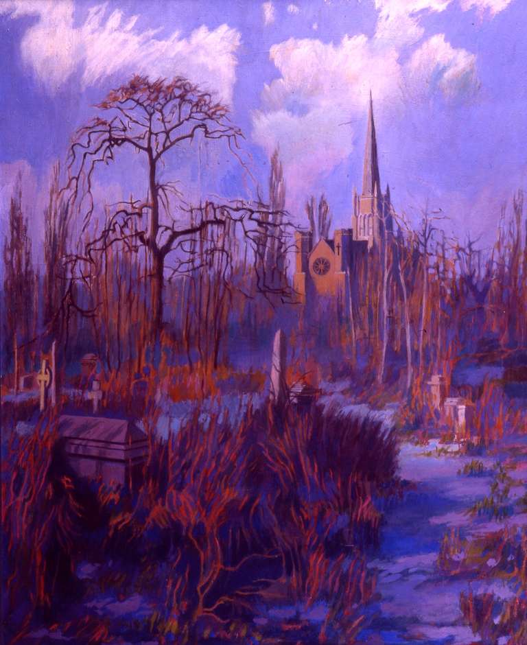  Melting Snow in Abney Park -oil on panel - 23 x 30 cm - 1985