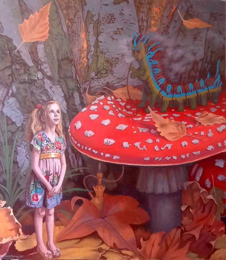 Alice meets the Caterpillar - oil on canvas - 76 x 87 cm - 2023