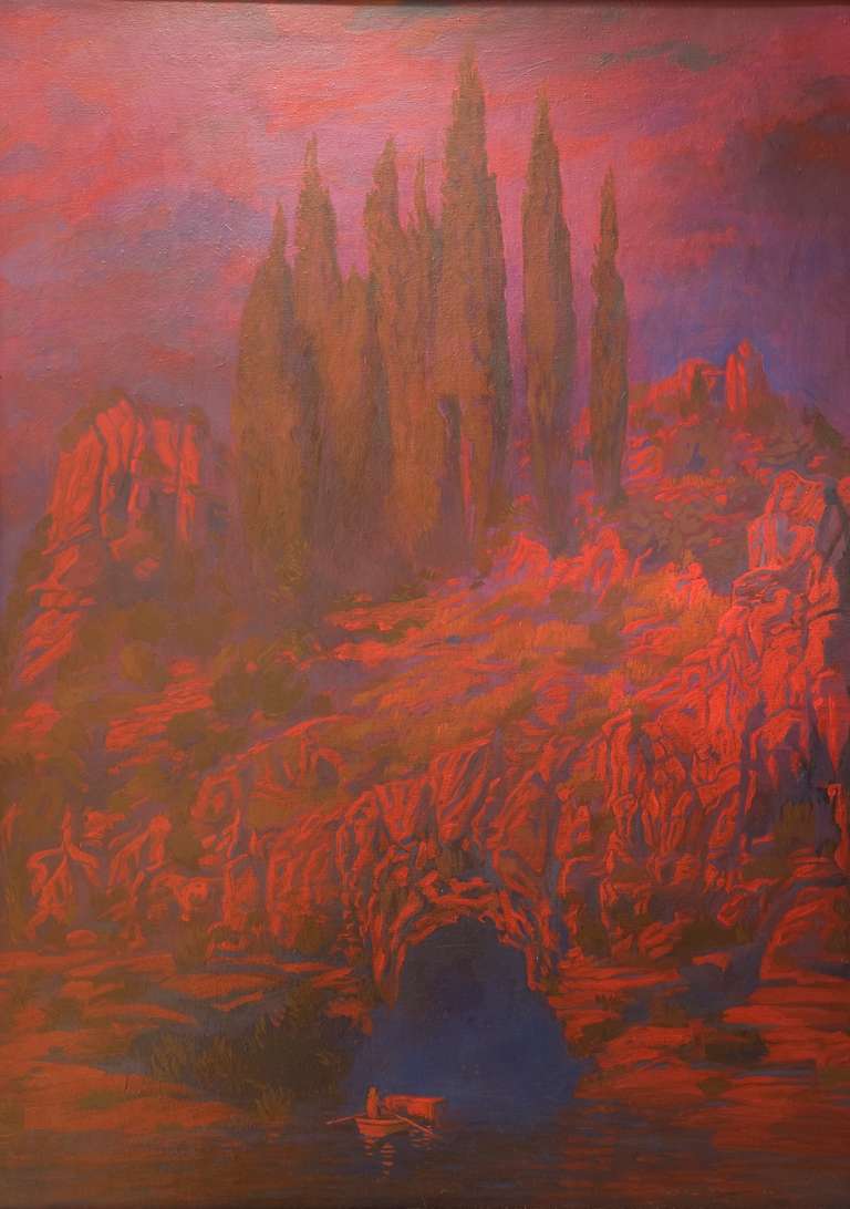 Homage to Arnold Bocklin - oil on canvas - 70 x 92 cm - 2001