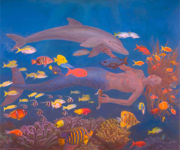 Mermaid and Dolphin – oil on canvas – 52 x 43 cm - 2010