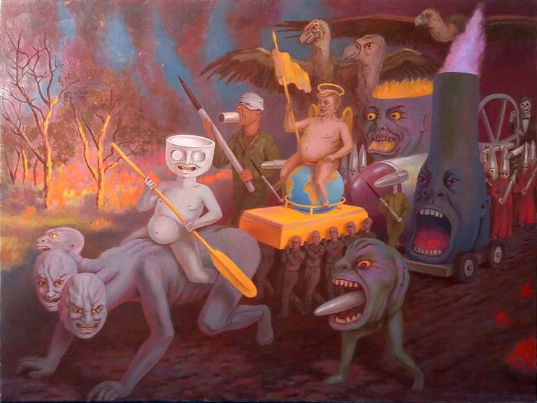 The Triumph of Folly (after Paul Rumsey) - oil on canvas - 102 x 76 cm - 2022