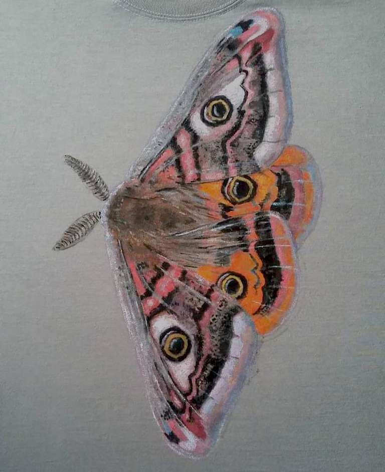 Emperor Moth - hand painted T shirt