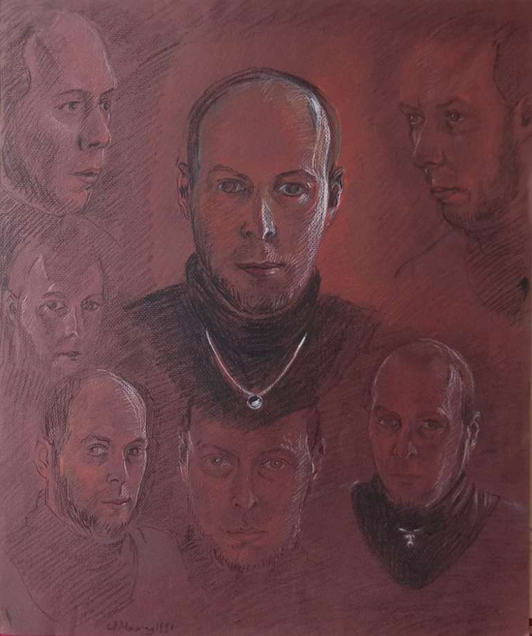 Self Portraits - coloured pencil on tinted paper - 46 x 55 cm - 1998