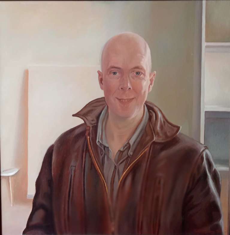 Self Portrait smiling – oil on panel – 61 x 61 cm - 2000