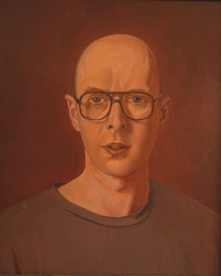 Self Portrait wearing glasses – oil on panel - 40 x 46 cm - 1998